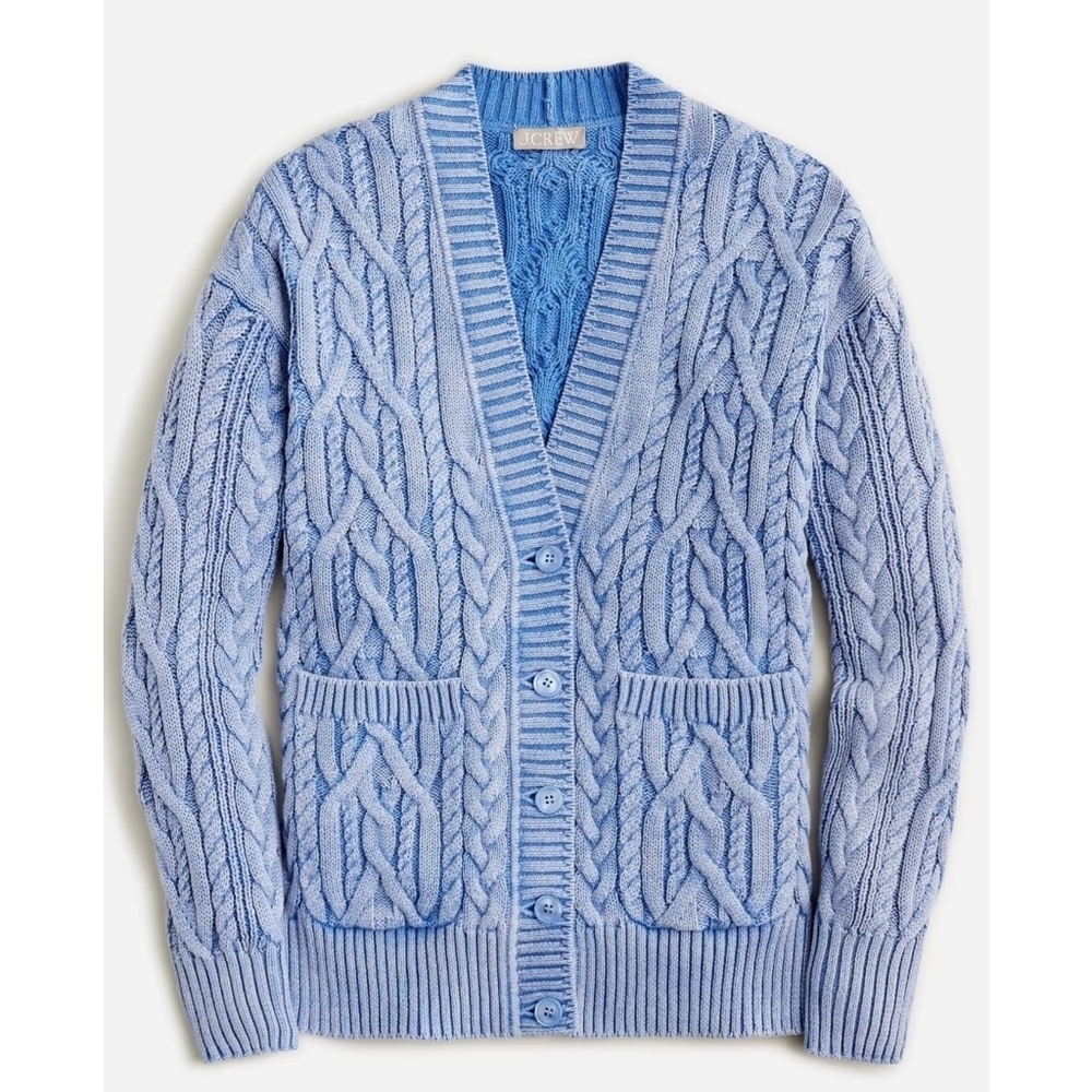 42. J.Crew Cable-knit V-neck cardigan sweater - Picture 2 of 10